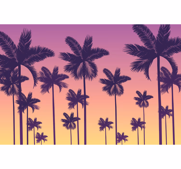 Violetti rullaverho auringonlasku palmut - Tenstickers
