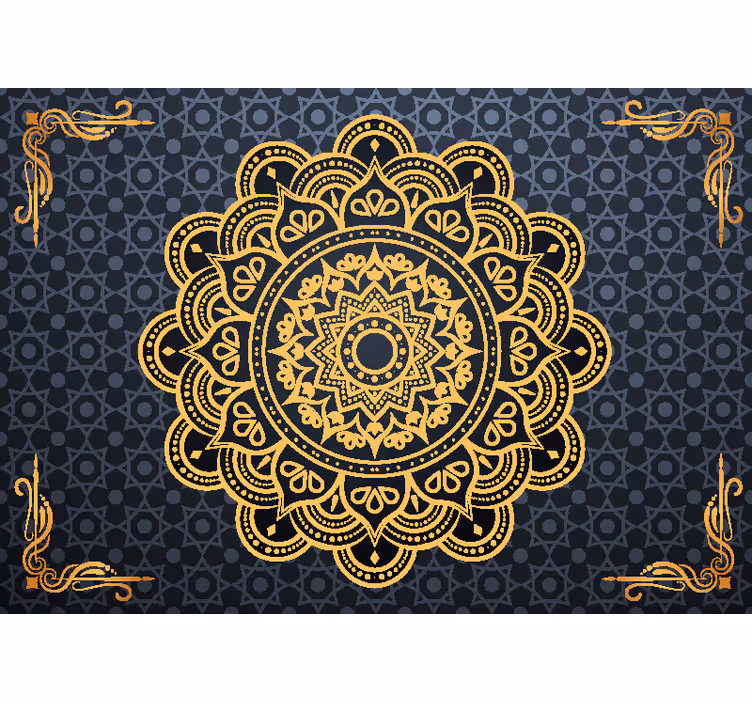 Kultainen mandala valokuvatausta makuuhuoneen rullaverho - Tenstickers