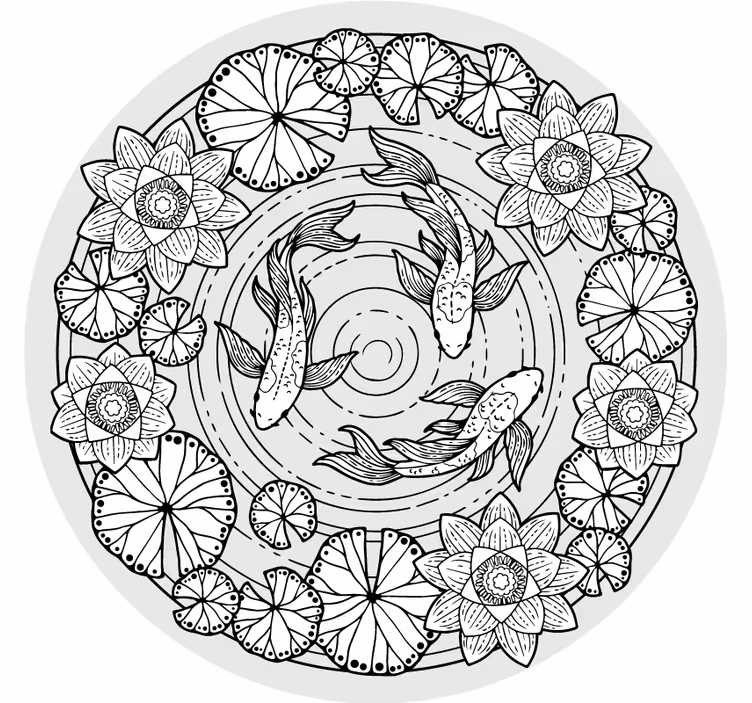 Lotus ja koi-kalat makuuhuoneen rullaverho - Tenstickers
