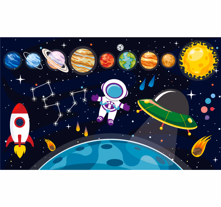 Värikäs sarjakuvamaailma lapsen rullaverho - Tenstickers
