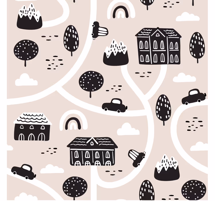 Lapsen rullaverho mustavalkoiset tiet - Tenstickers