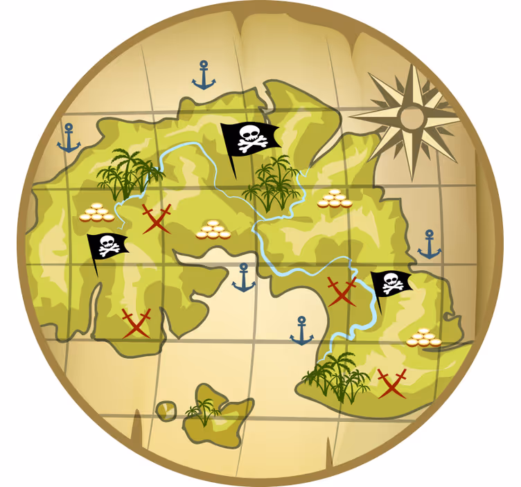 Lapsen rullaverho aarrearkun kartta - Tenstickers
