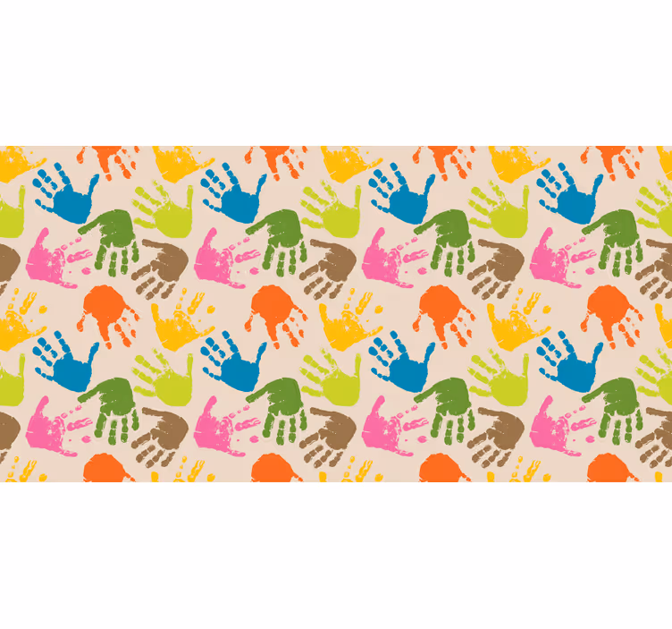 Lapsen rullaverho akvarellikäsillä beige taustalla - Tenstickers