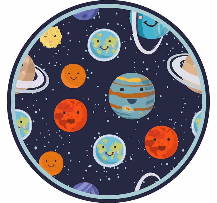 Hymyilevät planeetat kehä lapsen rullaverho - Tenstickers