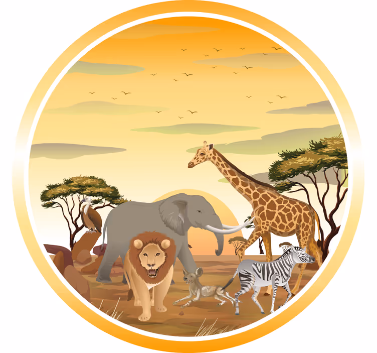 Lapsen rullaverho afrikan eläimet ja kasvit 2 - Tenstickers