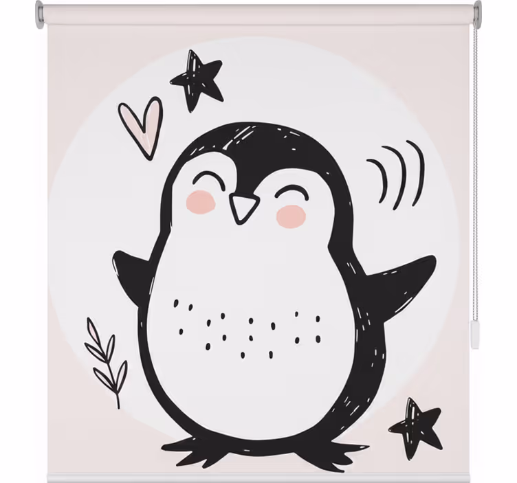 Söpö piirretty vauhdikas pingviini rullaverho - Tenstickers