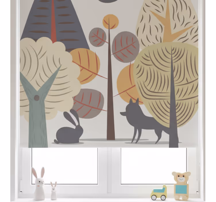Pastellinen iloinen metsä lapsen rullaverho - Tenstickers