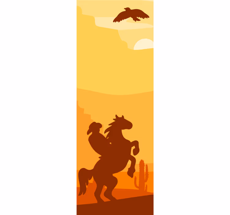 Teini-ikäisen rullaverho cowboymaisemaovi - Tenstickers