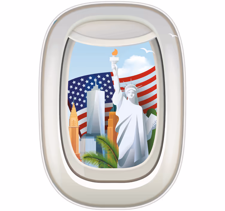 Teini-ikäisen rullaverhon näkymä amerikkaan lentokoneesta - Tenstickers