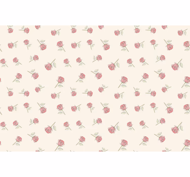 Beige rullaverho romanttisella vintage-ruusukuviolla - Tenstickers
