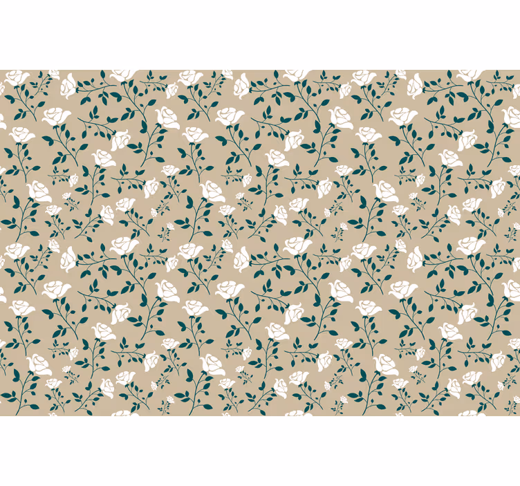 Beige rullaverho valkoisella vintage-ruusukuviolla - Tenstickers