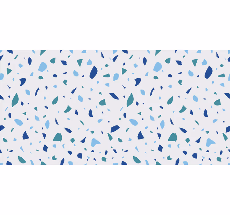 Valkoinen rullaverho sinisävyisellä terrazzo-kuviolla - Tenstickers