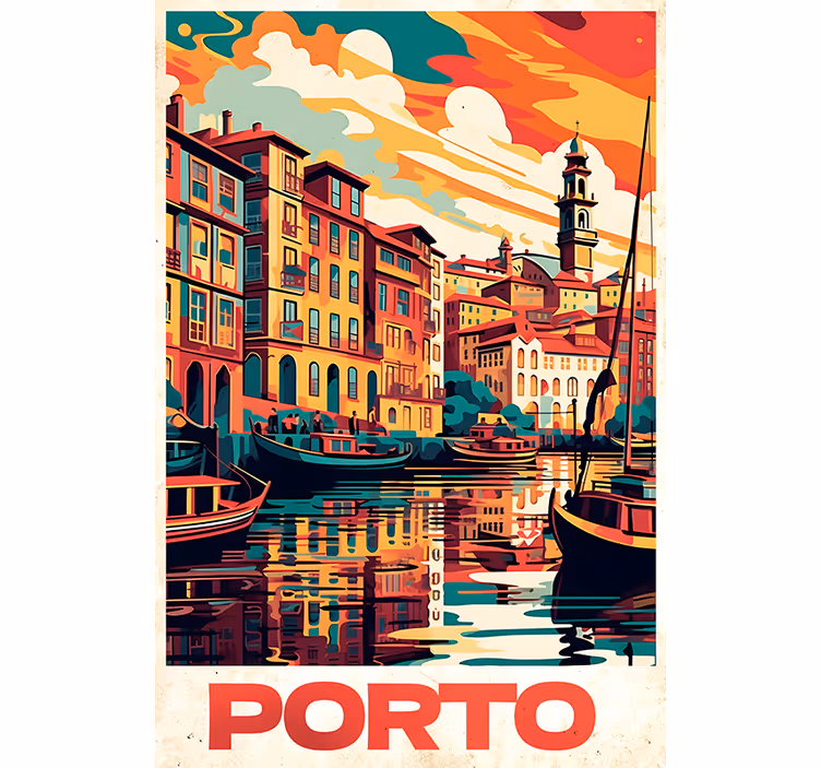 Oporto vintage-tyylinen rullaverho - Tenstickers