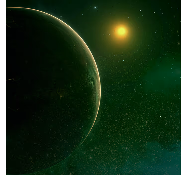 Vihreä planeetta satelliittiavaruusdesign rullaverho - Tenstickers