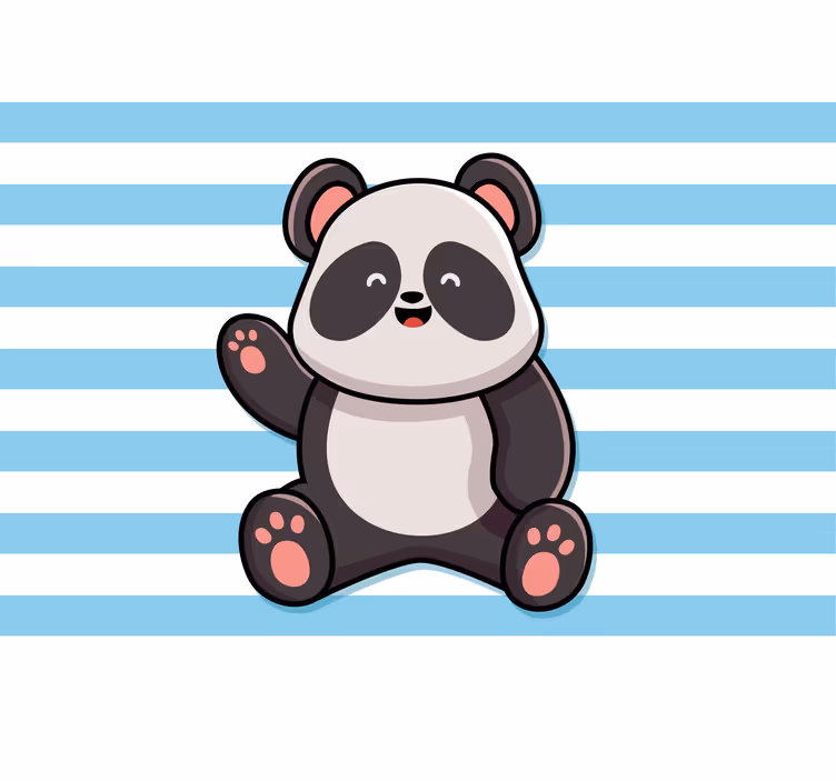 Hauska rullaverho iloisella pandakuviolla raitapohjalla - Tenstickers