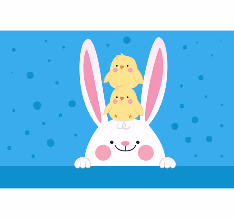Hauska rullaverho kanin ja kanojen kanssa - Tenstickers