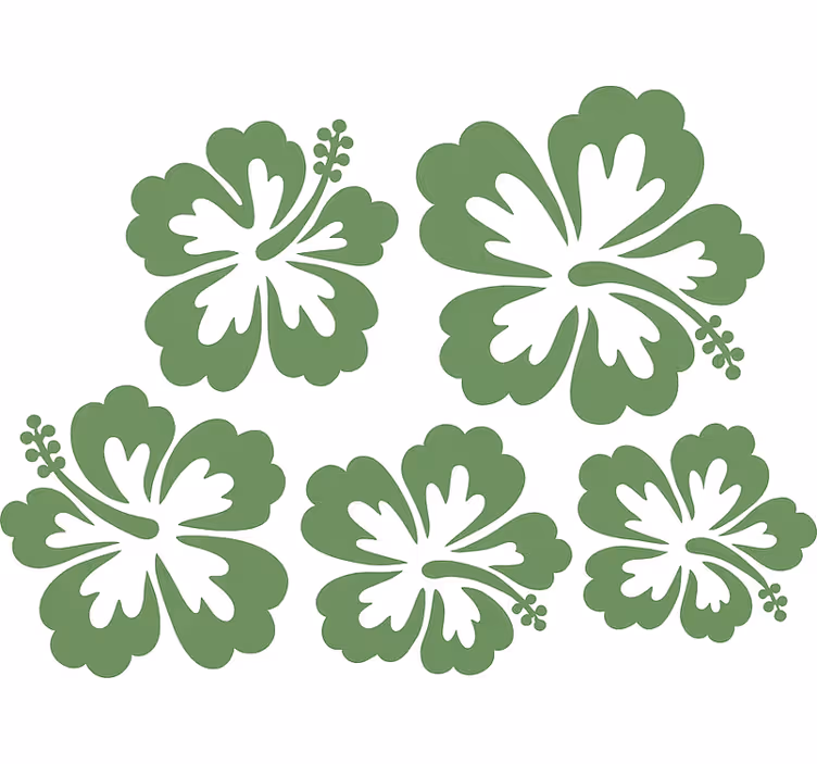 Salvia vihreä hibiskuskukka siluetti rullaverho - Tenstickers