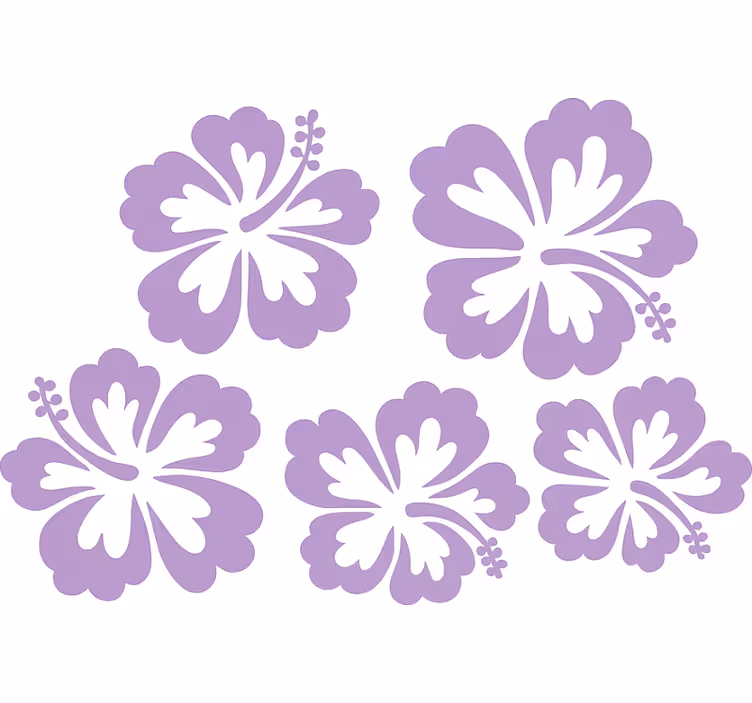 Lila hibiskuskukkien siluetti rullaverho - Tenstickers