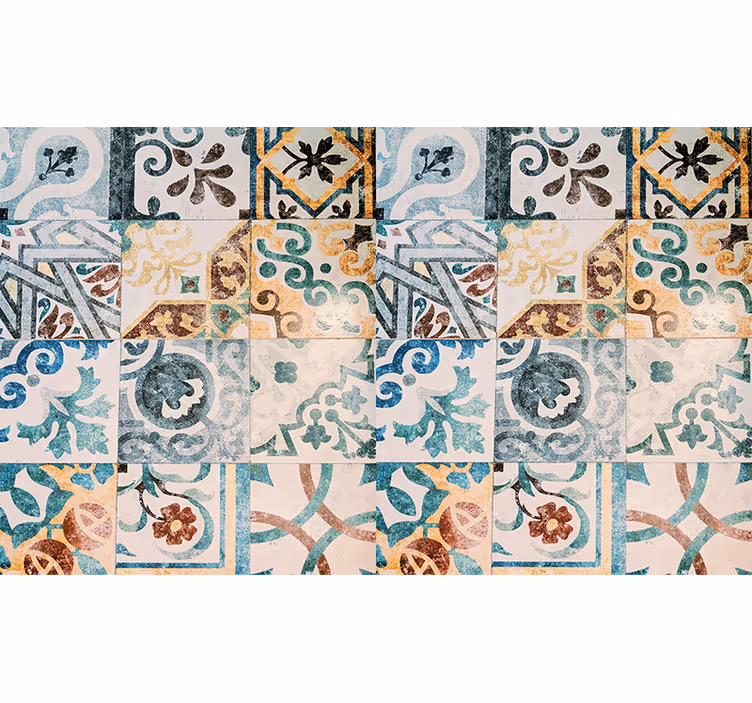Maalaismainen rullaverho retrotyylisessä mosaiikkikuosissa - Tenstickers