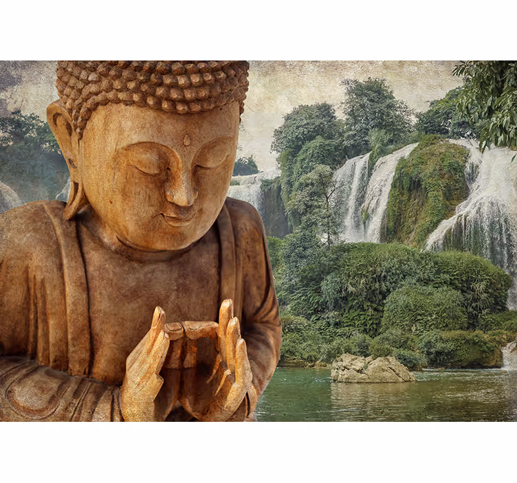 Zen-rullaverho rauhallinen buddha-vesiputous - Tenstickers