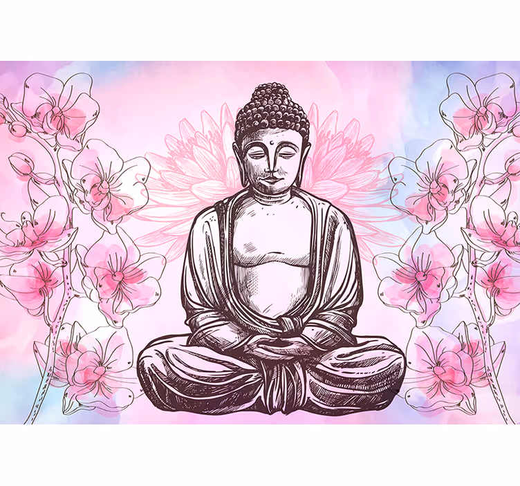 Zen-rullaverho buddha kukka harmonia - Tenstickers