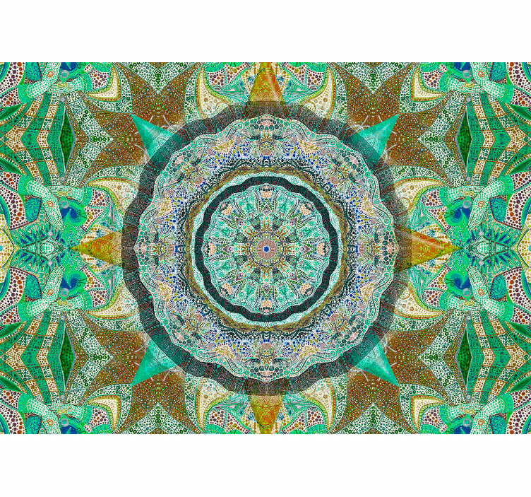 Vihreä fantasia mandala zen-rullaverho - Tenstickers