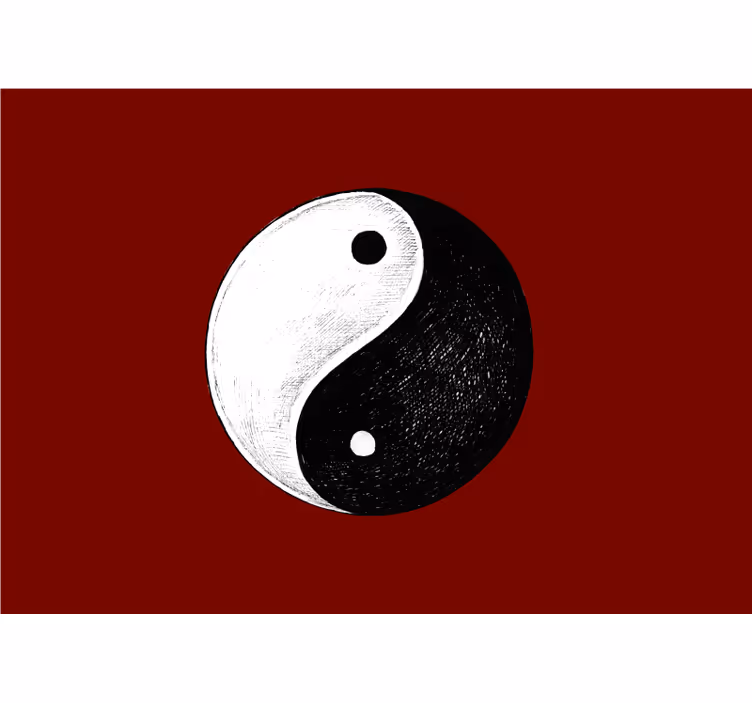 Zen-rullaverho yin yang punaisella taustalla - Tenstickers