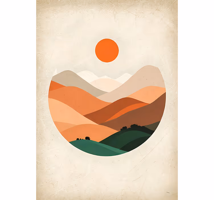 Oranssi rullaverho auringonlasku vuorten ylle - Tenstickers