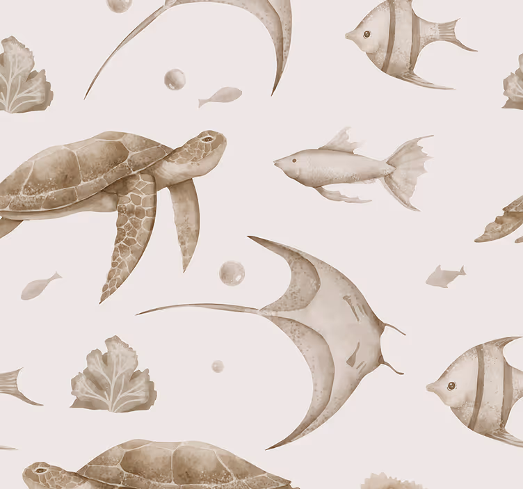 Beige merikuvio päiväkodin rullaverho - Tenstickers