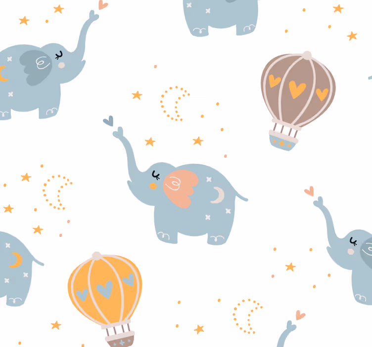 Suloiset norsut päiväkodin rullaverhossa - Tenstickers