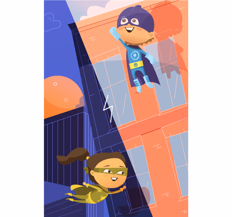 Supersankariseikkailu rullaverho lapselle - Tenstickers