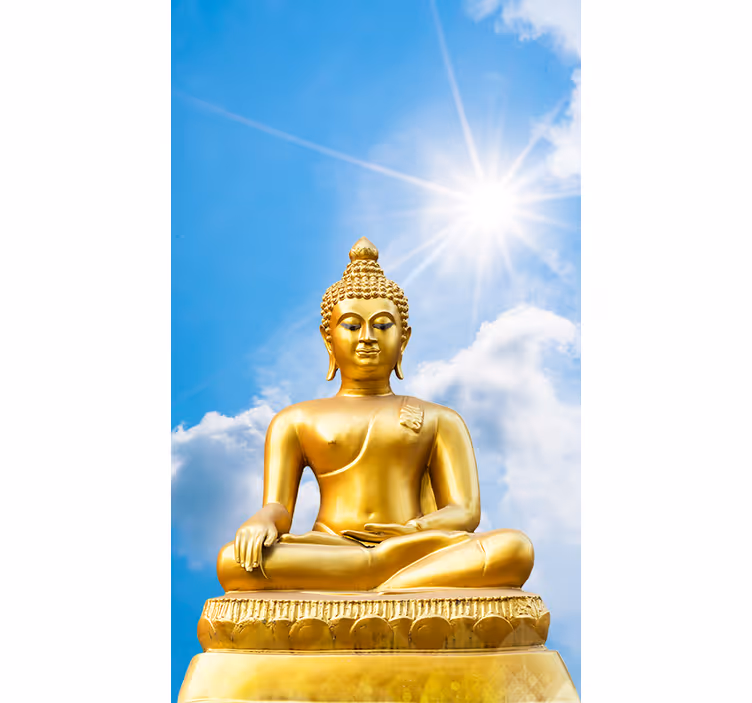 Aurinkoinen buddha zen sininen Rullaverho - Tenstickers