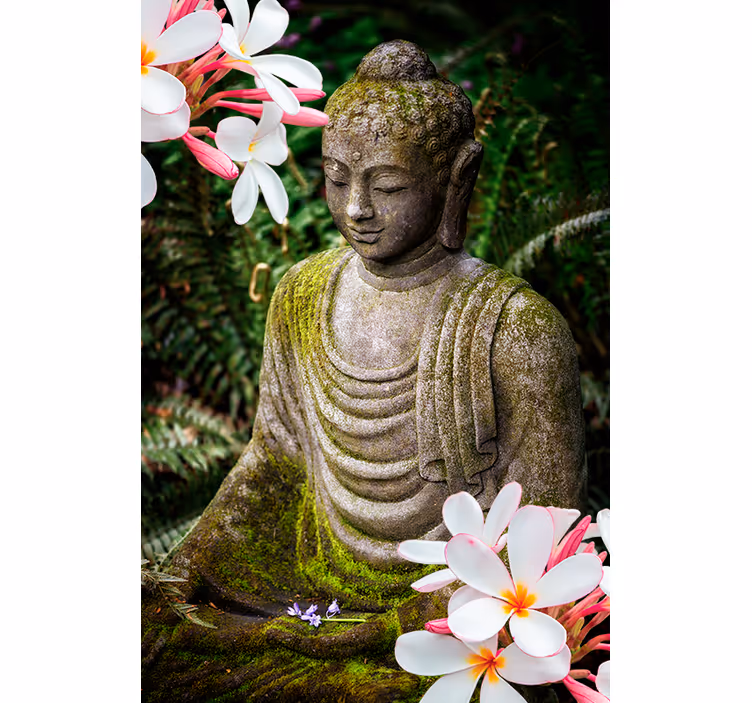 Kukka vihreä buddha zen Rullaverho - Tenstickers