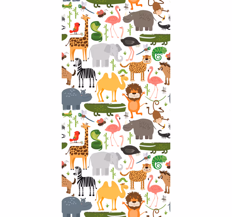 Safarieläinystäviä eläinkuviollinen rullaverho - Tenstickers