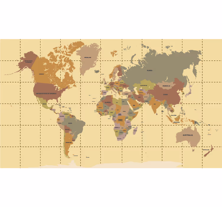 Beige vintage maailmankartta rullaverhot - Tenstickers