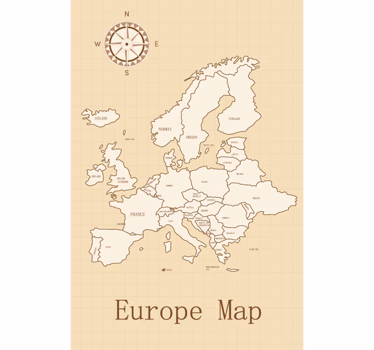 Vintage euroopan maailmankartan rullaverho - Tenstickers
