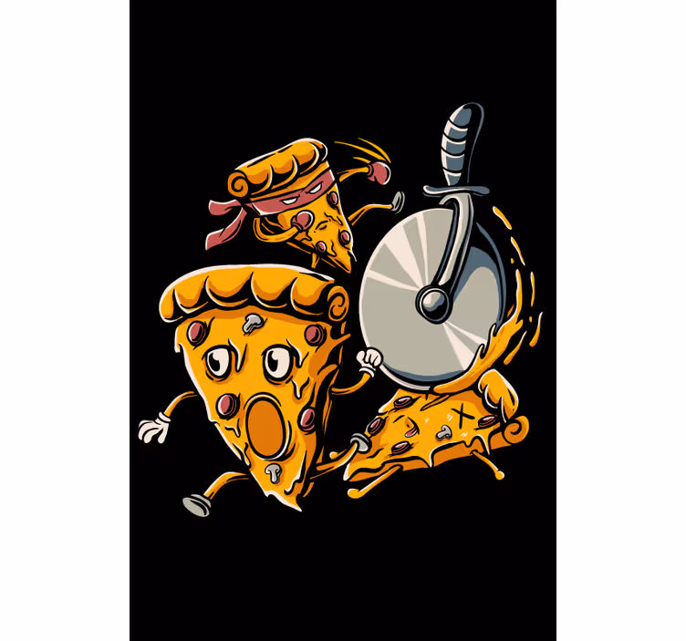 Animoidut pizzaviipaleet hauska rullaverho - Tenstickers