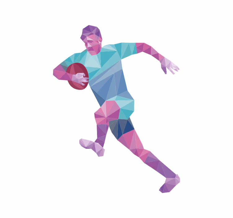 Geometrinen rugby-pelaaja urheilukuvioinen rullaverho - Tenstickers