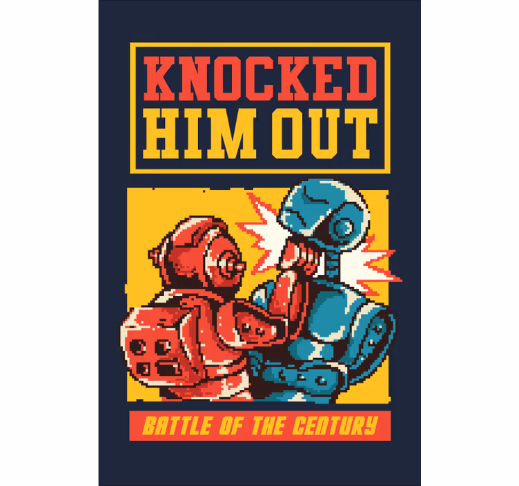 Robottinyrkkeilyottelu geek-tyylinen rullaverho - Tenstickers