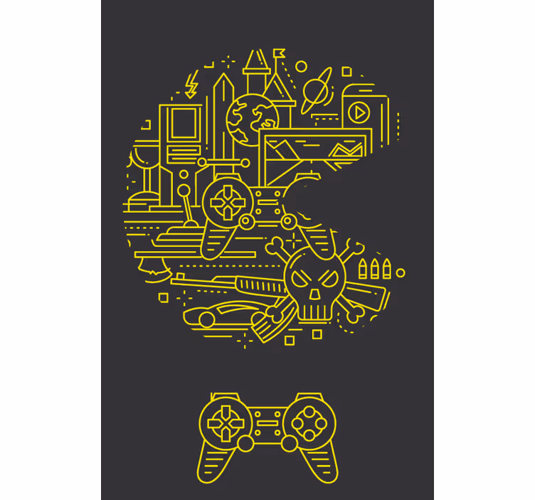 Keltainen pac peli geek rullaverho - Tenstickers