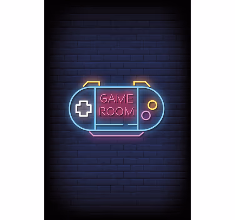 Pelihuone, jossa neonvalo geek-rullaverho - Tenstickers