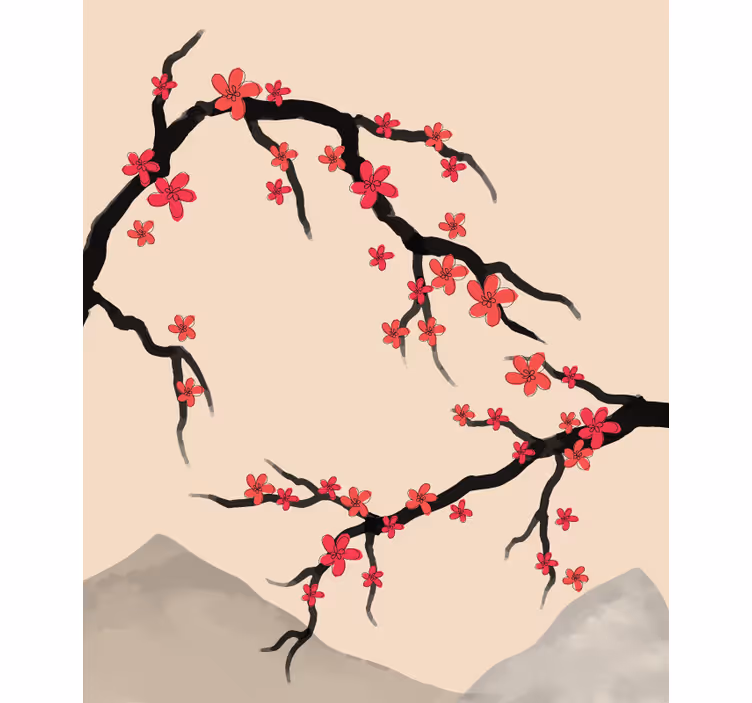 Sakura-oksat teini-ikäisen rullaverho - Tenstickers