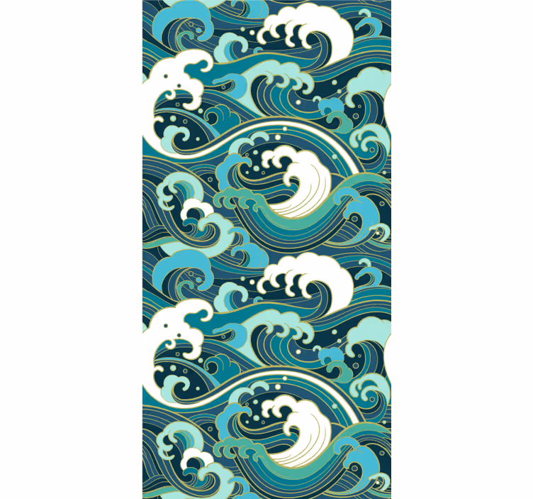 Suuri aalto japanilaistyylinen olohuone rullaverhot - Tenstickers
