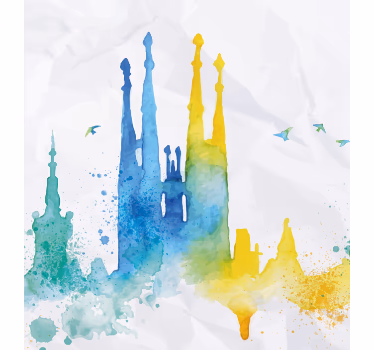 Aquarella sagrada familia rullaverho - Tenstickers