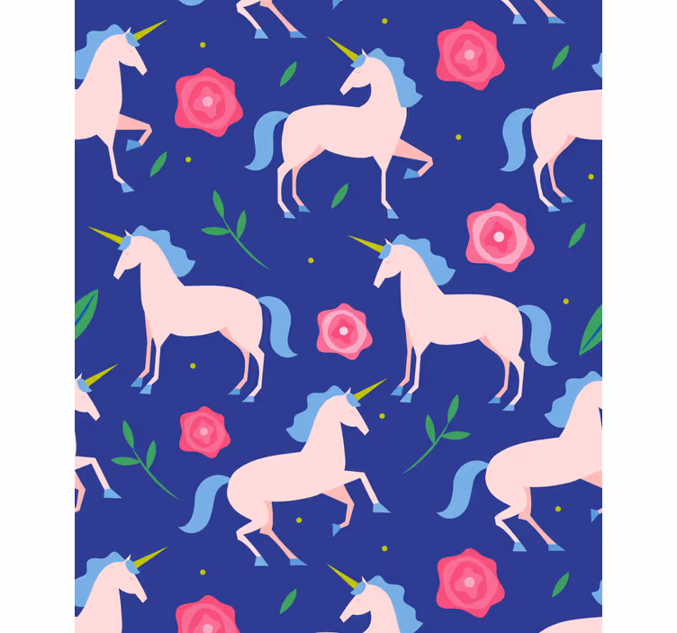 Yksisarviset ja kukat lapsen rullaverho - Tenstickers