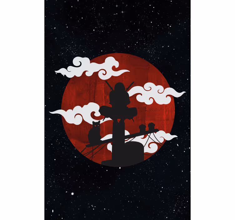 Samurain siluettikohtaus alkuperäinen rullaverho - Tenstickers