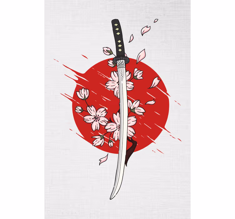 Samuraimekka kukkii kuvioitu rullaverho - Tenstickers