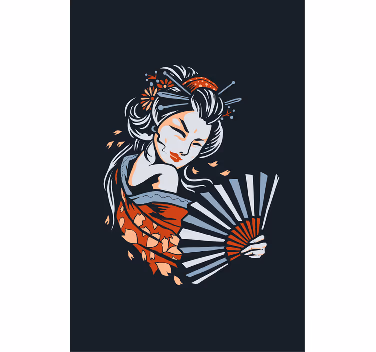 Taiteellinen japanilainen geisha alkuperäinen rullaverho - Tenstickers