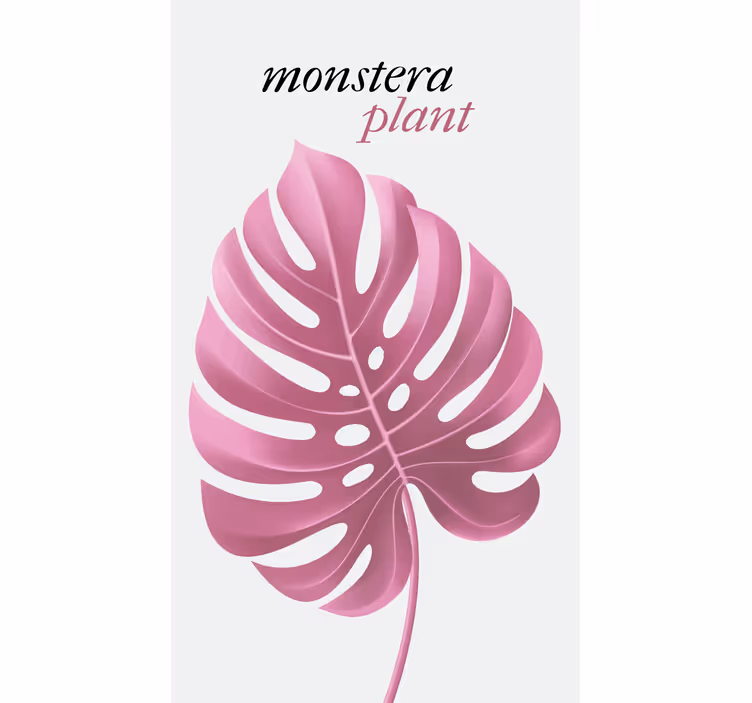 Vaaleanpunainen monstera-kasvi kukat ja kasvit rullaverho - Tenstickers