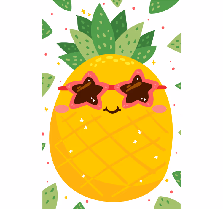 Ananas vaaleanpunaisella hedelmä rullaverho keittiöön - Tenstickers